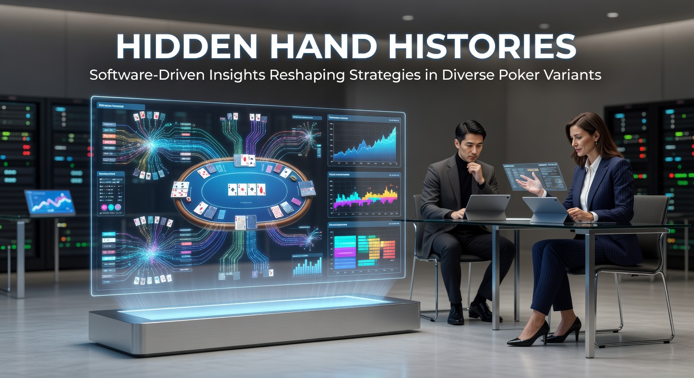Schermafbeelding van poker software die handgeschiedenissen analyseert met grafieken en statistieken