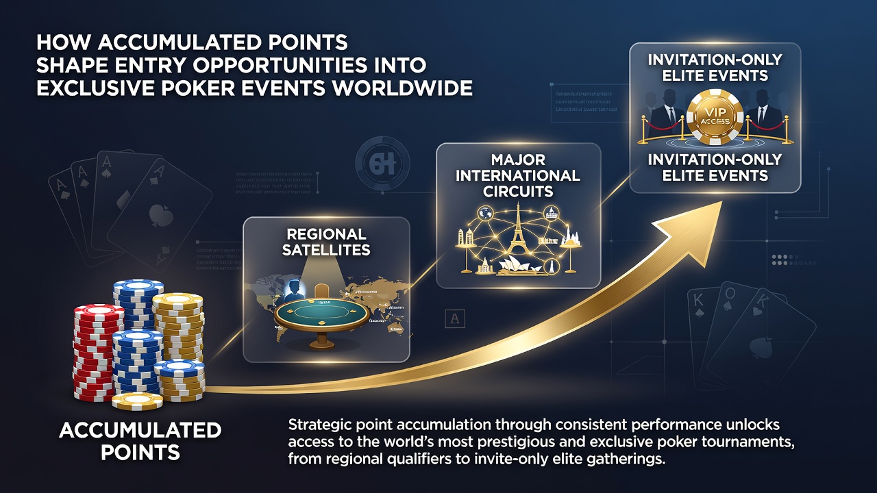 Grafiek die de impact van pokerpunten op toernooitoegang wereldwijd weergeeft