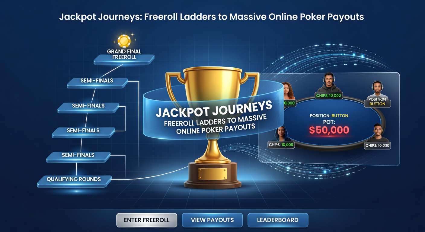 Grafiek van freeroll ladder-progressie met jackpot pieken in online poker series