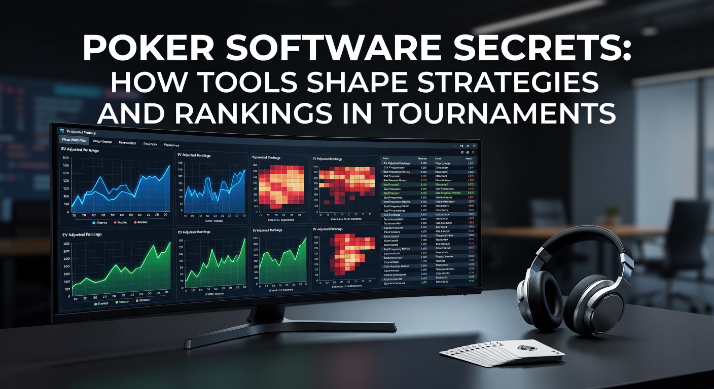 Schermafbeelding van poker software met HUD-overlays en statistieken tijdens een toernooi