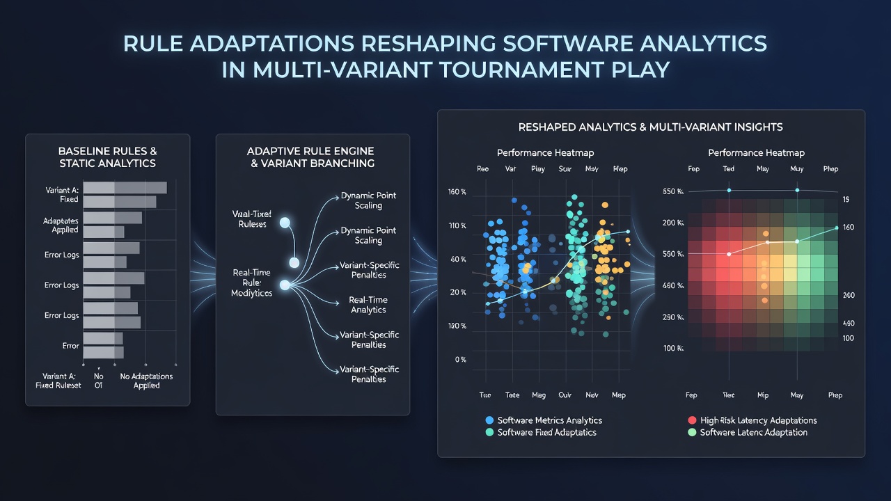 Poker spelers die software analytics bekijken tijdens een multi-variant toernooi met live datavisualisaties