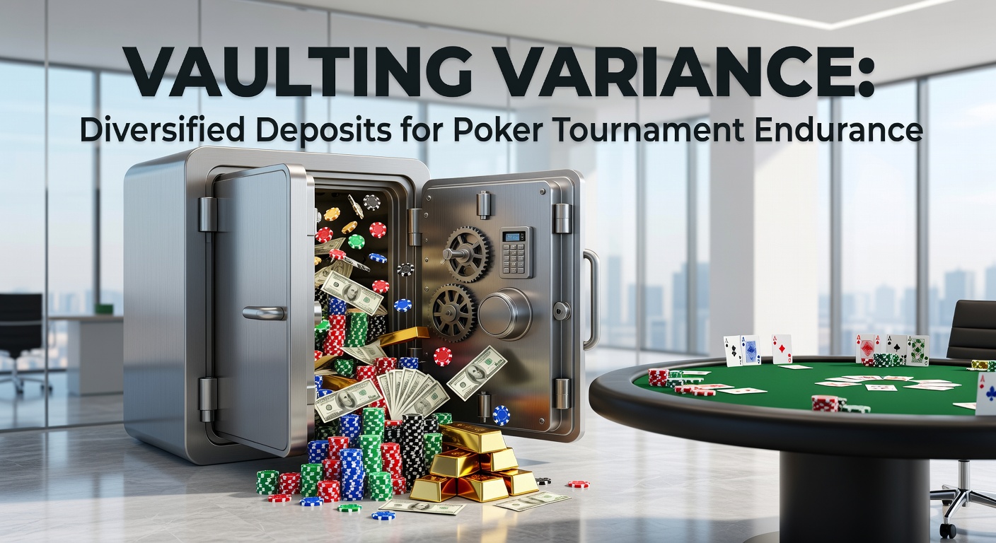 Grafiek die bankrollschommelingen illustreert tijdens lange pokertoernooireeksen, met pieken en dalen door variance